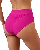 WODECASA Women’s High Waisted Bikini Bottoms Ruched Scrunch ...
