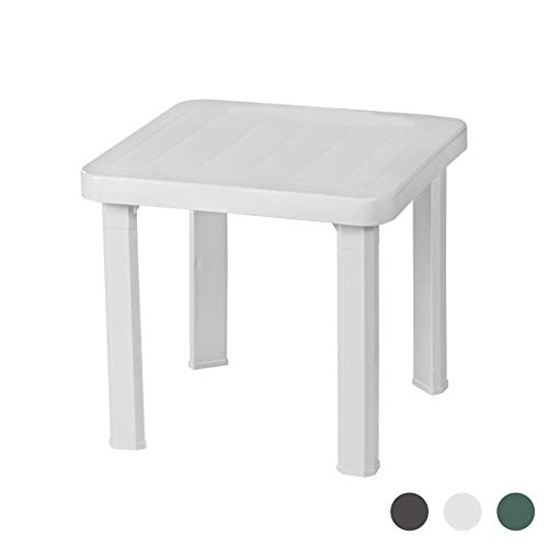 Resol Andorra Garden Patio Side Table - UV Resistant Outdoor Furniture - White - 47 x 47cm