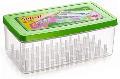 - Plastic Saheli Thread and Needle box - Big Size 36 spools Empty Thread Box/Tailor Box (muticolor), Transparent