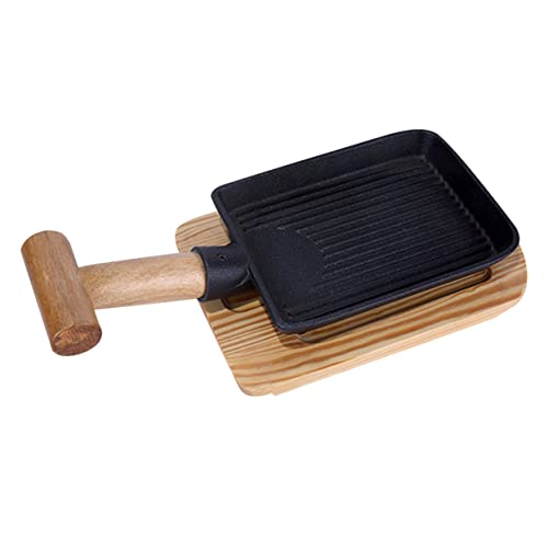 Namoarly Teppanyaki Grillpfanne Gusseisen Holzgriff