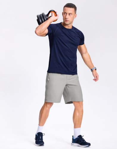 Image of GGJ Men's Lightweight Athletic Shorts with 2 Zipper Pockets 7 inch /9 inch /5 inch Gym Workout Running Quick Dry Tennis Shorts for Men