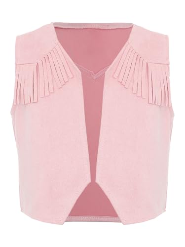 Kids Western Cowboy Cowgirl Open Front Vest Waistcoat Sleeveless Fringe Cardigan Coat Halloween Fancy Dress
