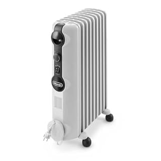 De'Longhi Radia S - Radiateur à Huile pour Pièces jusqu'à 60m³, Chauffage Électrique avec Thermostat de Sécurité, 9 Éléments, Chauffage Personnalisé avec Antigel, Portable, 2000W, Blanc (TRRS0920)