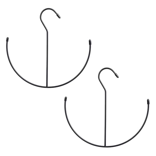Bremorou 2 Pack Belt Hanger for Wardrobe Door Scarf and Belt Hangers Non-Slip Baseball Hat Hanger Black Metal Hat Organizer Racks Closet Organizer Hook Rack for Sport Bra Tank Tops Ties Camisoles