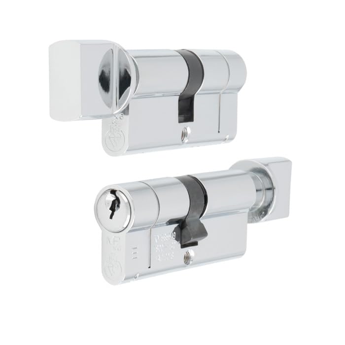 Kooples Hardware MPx6 High Security Euro Cylinder Lock with Thumb Turn Anti-Snap, Anti-Bump, Anti-Pick (KTD, Polished Chrome, 70mm)