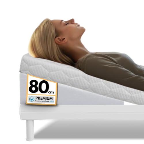 centro terapeutico del descanso CTD - Cuña antireflujo Adulto Almohada cuña para Cama Espuma viscoelástica Almohada Embarazada Dormir Mejora digestión y sueño (Tejido Tencel Blanco, 80x15x67)