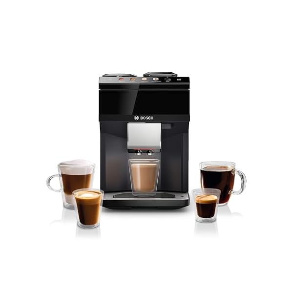 Bosch tpu40109 500 series fully automatic espresso machine with whole bean compartment and ground coffee chute tft display touch control panel external milk system and 9 beverage options black  urban country home decor