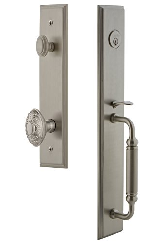 Black Friday - 60% OFF Grandeur 842366 Hardware Carre' One-Piece Handleset with C Grip and Grande Victorian Knob in Satin Nickel, Backset Size-2.375, Single Cylinder Lock 🔥 Crazy Deals Grandeur 842366 Hardware Carre' One-Piece Handleset with C Grip and Grande Victorian Knob in Satin Nickel, Backset Size-2.375, Single Cylinder Lock