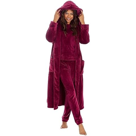 Ladies Plush Fleece Lounge Set with Robe Cover
