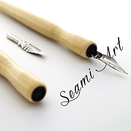 5 Portapennini In Legno Di Sandalo Per Calligrafia - 173mm, Per Pennini A Immersione, Mogano - Foto 4