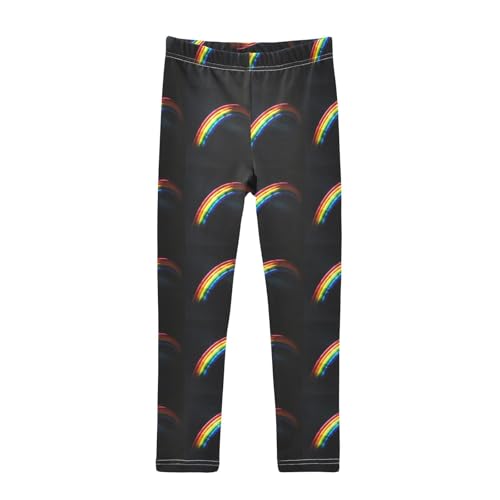 Stripes Colorful Rainbow Girls Casual Leggings for Kids Printed Long Pant Bottoms Stretch and Soft