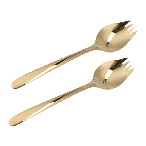 Generic 2 piezas Cubiertos de Acero Inoxidable Cucharas Multifunción para Ensalada Pasta y Postres Diseño Ligero y Portátil Apto para Lavavajillas para Hogar y Exteriores