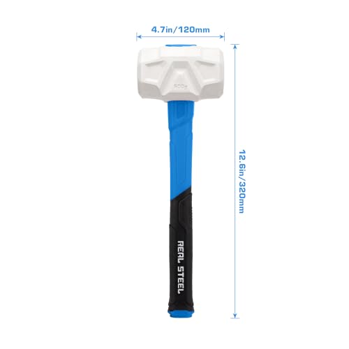 Image of Real Steel Rubber Mallet Hammer 24 OZ White Rubber Hammer with Solid Head, Double-faced Mallets for Flooring, Woodworking, Camping, Automotive 0320