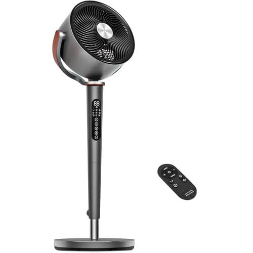 hykolity Pedestal Fan for Bedroom, 120° Oscillating Standing Fan with Remote, 85ft Ultra Quiet Bedroom Fan with DC Motor, 90° Manual Vertical, 12H Timer, 12 Speeds & 5 Modes