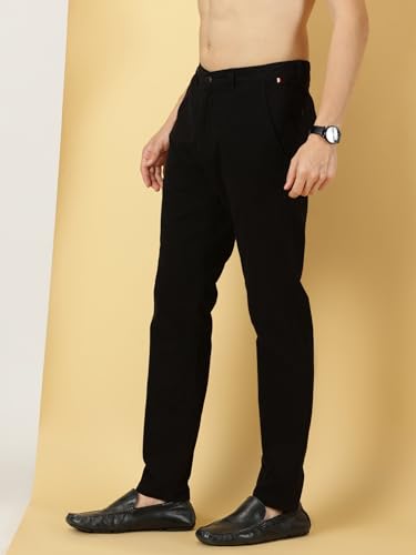 Image of Thomas Scott Men's | Solid | Light Weight | Breathable Fabric | 4 Pockets | Mid Rise | Slim Fit | 100% Cotton | Button Waist | Chino Trouser | Pants