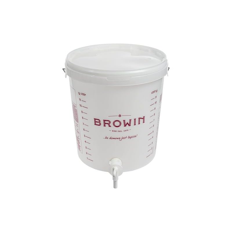 DIAH DO IT AT HOME 15L Fermentation Bucket by Browin with Tap, Airlock & Bung - Professional Graduated Scale Container for Easy Bottling - Compact Food-Safe DIY Beer & Wine Fermenter (Plus Tap)