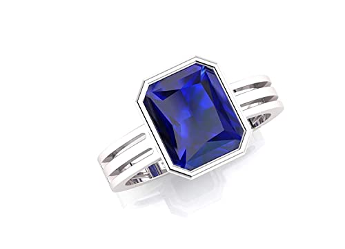Bague saphir bleu d'exception en alliage Panchdhatu et plaqué argent