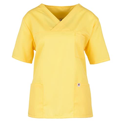 beb Kasack, Unisex, nachhaltig, Damenkasack, Herrenkasack, Schlupfkasack, Pflegekasack, bunt, Tencel, Krankenhaus, Pflegedienst, 1/2-Arm, Gewebe sanfor, Made in EU, Farbe BEB:gelb, Größe BEB:XL