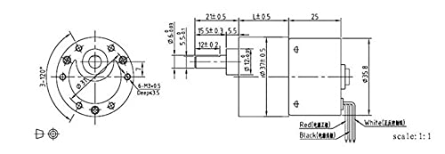 Elektromotor DC Getriebemotor,DC Motor 37mm Durchmesser Getriebe geräuscharmer Langer Lebensdauer Hoher Drehmoment 12V 24V bürstenlos DC Getriebemotor Silent BLDC(24V 12RPM)