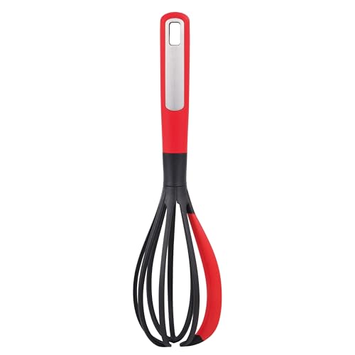 BERGNER Mars | Fouet | En nylon et silicone | Manche ergonomique, revêtement et trou de suspension | Longueur de 30,6 cm | Noir et rouge