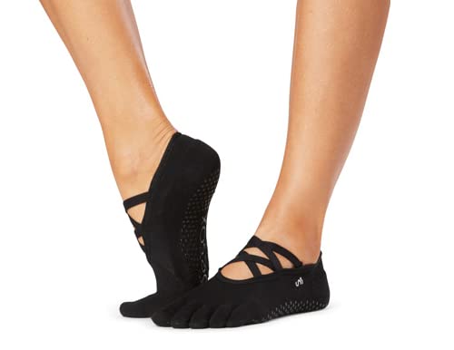Image of toesox Women's Elle Full Toe Grip Socks - Non-Slip Pilates, Barre & Yoga with Grips, Ballet Five Toe Socks