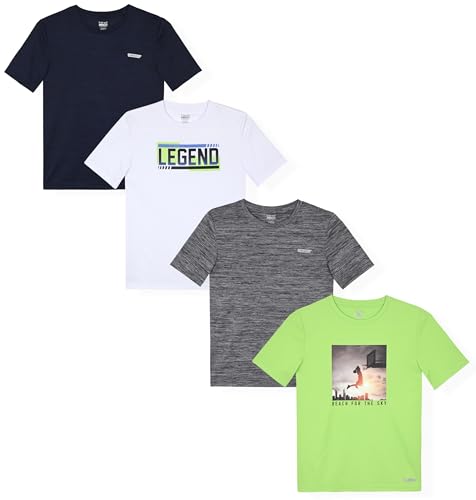 Hind Boys T-Shirt 4-Pack Quick-Dry Long and Short Sleeve Athletic Tops for Boys Clothing