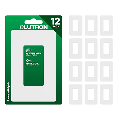 Image of Lutron Claro Light Switch Cover Plate, 1 Gang Wallplate, for Decorator Light Switches, Rocker Light Switch Cover, Outlet Cover, Screwless Switch Plate Cover, Gloss, CW-1-WH-12, White, 12 Pack