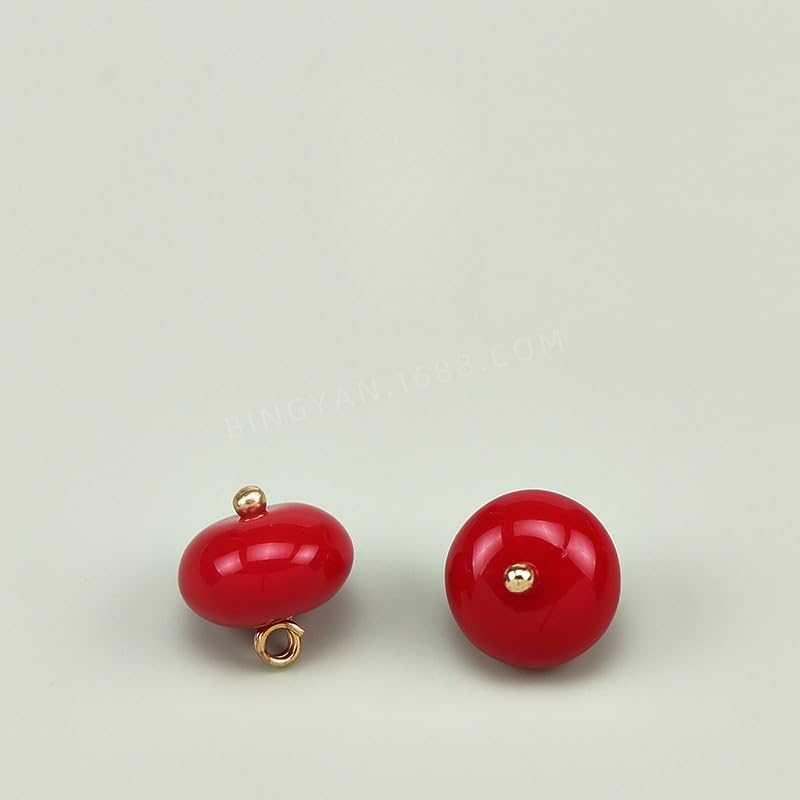 Guziki perłowe Guziki perłowe, 50 szt., 12 mm, małe okrągłe kulki w kolorze jeziora, półgruszki, do rękodzieła materiałowego(Red)