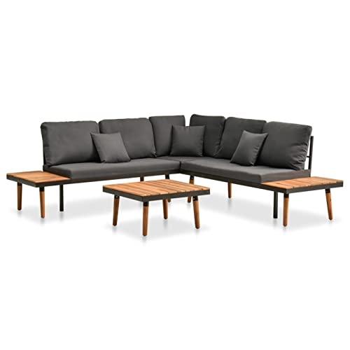 Festnight Lounge Set Aluminium Massivholz 4-teilige Sofagarnitur aus Holz...