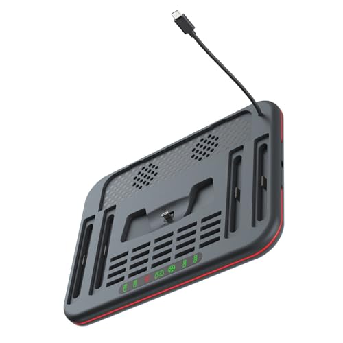 Soporte de carga Switch 2 y 1 con ventilación térmica y gestión de juegos portátil