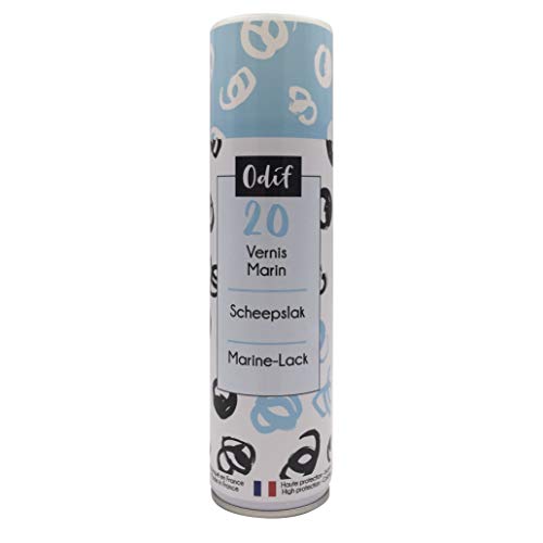 Odif - Vernis Marin 20 - Vernis Transparent pour Loisirs Créatifs, Finition Brillante - Résistant aux UV et Intempéries - Protection Intérieur et Extérieur - Tous Supports - Spray de 250 ml