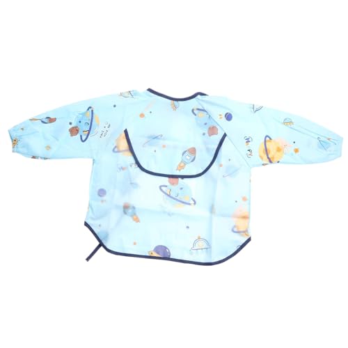 lafomukea Babero de manga larga para bebé, lavable, con mangas, impermeable, 6-24 meses, para bebé con LED Weaning, azul, Babero lavable con mangas, Talla única
