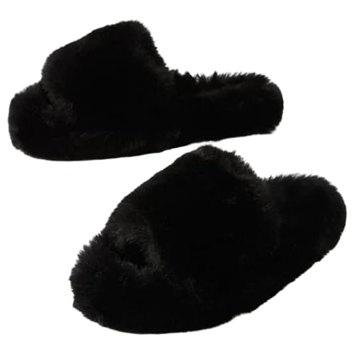 bhains ki ankh M2C Black Furry Slides – Soft, Warm & Trendy House Slippers-picture-12