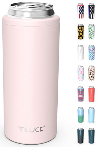 Refroidisseur de canettes skinny premium en acier inoxydable rose givré - 2