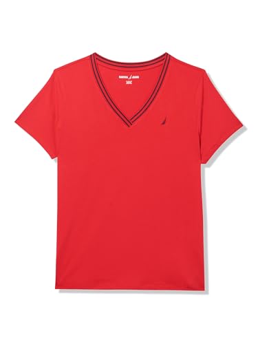 Image of Nautica Women's Solid V-Neck Short Sleeve T-Shirt Shirt