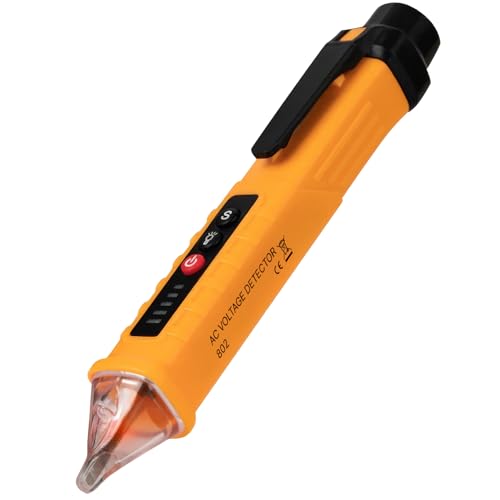 New Leader - Probador de voltaje sin contacto, 12 V-1000 V, Detector de voltaje AC, Sensibilidad ajustable NCV, Pluma de voltios con lámpara LED, Comprobador de cable bajo tensión, Localizador de