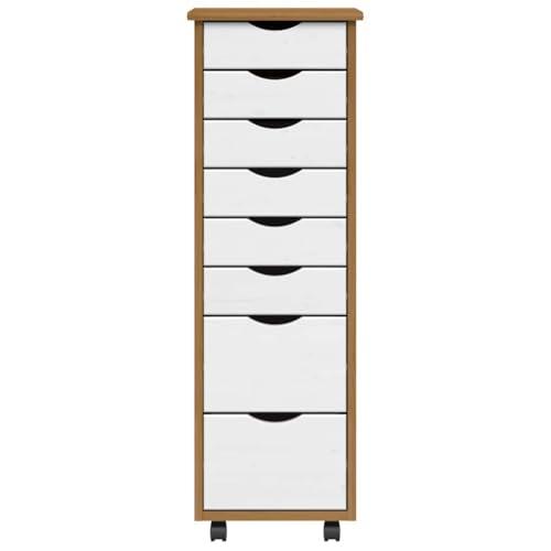 Armoire à roulettes en pin massif authentique avec finitions miel