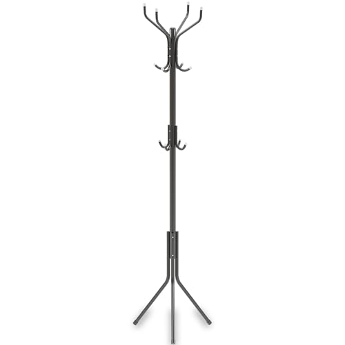 ZENO Coat Rack with 12 Hooks, 3 Tiers, Black