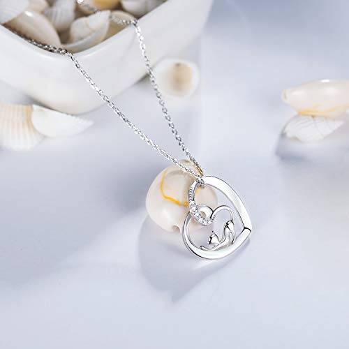 AmorAime 925 Sterling Silver Cat Necklace for Women Heart Necklace Fashion Cute Cat Pendant Necklaces for Festival, Vacation or Holiday3