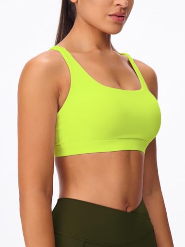Image of Women's Strappy Sports Bras Light Compression Crop Criss Cross Back Padded Workout Yoga Bra Supportive U Neckline
