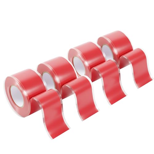 Image of 4-Pack Red Self Fusing Silicone Tape (40 Ft Total) - High Visibility Electrical Insulation Tape - Waterproof Rubber Grip Wrap for Tools & Sport Handles - Heat Resistant & Easy-Peel Liner