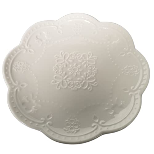 White Embossed Porcelain Round Dessert Plate Tea Saucer 6 Inch With Butterfy And Heart Design - In Love Tree Gift Box #TOP2
