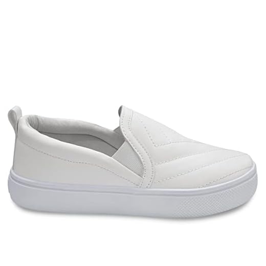 Tênis Casual Feminino Slip On Calce Fácil Leve Macio Confortável A1.21 C Cor:Branco;Tamanho:34;Genero:Feminino