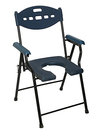 Image of AMONE Folding Commode Chair, Elderly Disabled Man And Pregnant Woman Stainless Steel Shower And Bathing Room Mobile Toilet Seat for Elderly, Safe Toilet Stool - 110 Kg Capacity