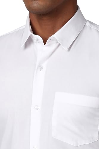 Image of Peter England Men Polycotton Slim Fit Full Sleeve Stretchable Solid Formal Shirt | Lycra Comfort