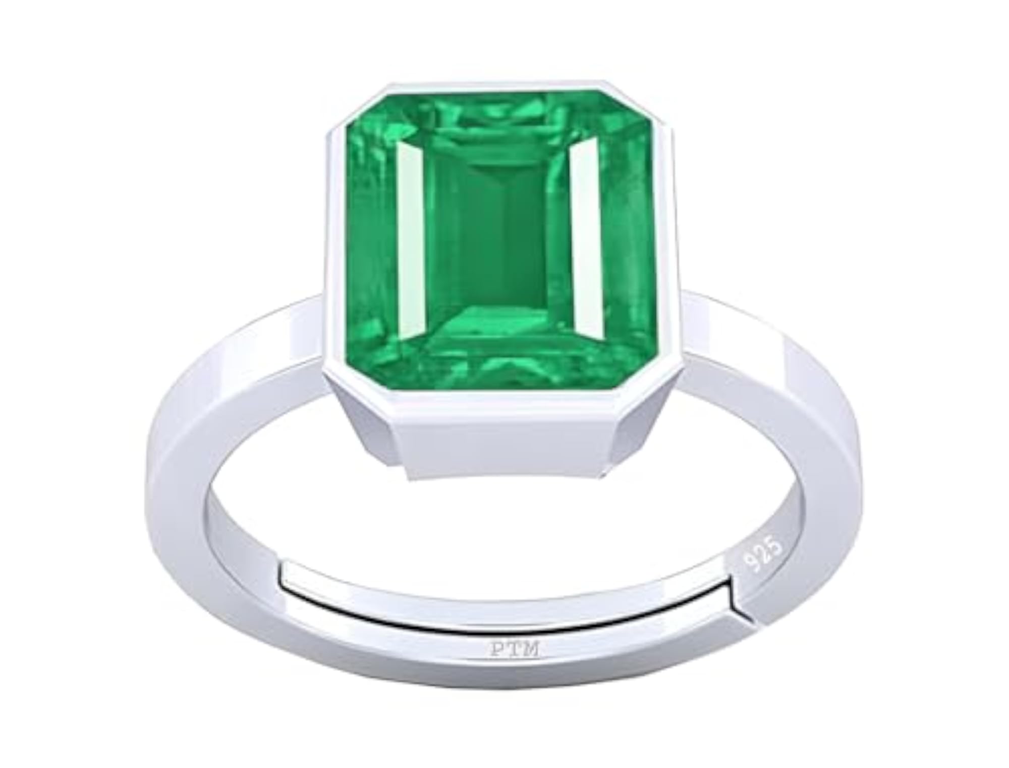 Emerald Astrological Certified Gemstone Adjustable Ring for Men & Women