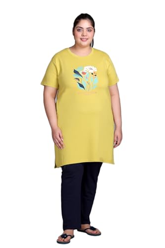 Image of In Love Women's Plus Size Graphic Printed Cotton Night Suit Set Short Sleeve