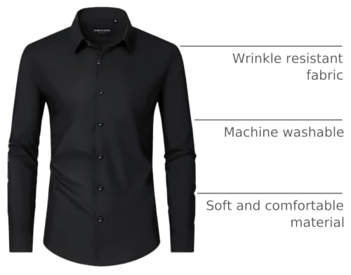 Image of Alimens & Gentle Men's Dress Shirts Long Sleeve Wrinkle Free Stretch Business Casual Wedding Button Down Shirt