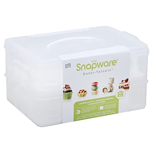Image of Snapware (2-Layer, 24 Cupcakes Plastic Detachable Cupcake Carrier Storage Container With Lid and Handle, Freezer Dishwasher Microwave Safe (Pack of 3)