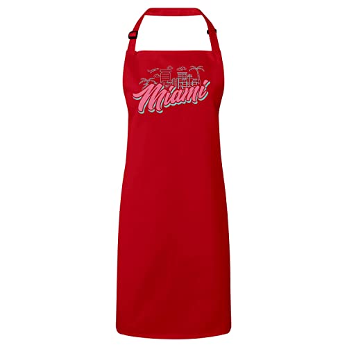 Tablier cuisine rouge Miami soleil parfait pour vos barbecues et repas d'été